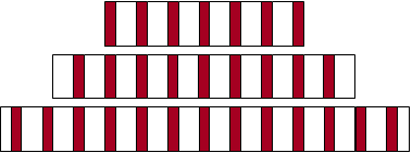 Striped fabric strips, cut carefully