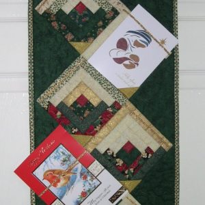 Log Cabin patchwork section of Christmas Card Hanger