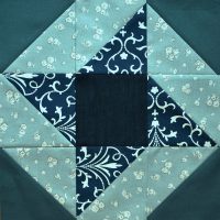 Blue and jade patchwork star block