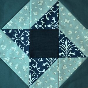 Blue and jade patchwork star block