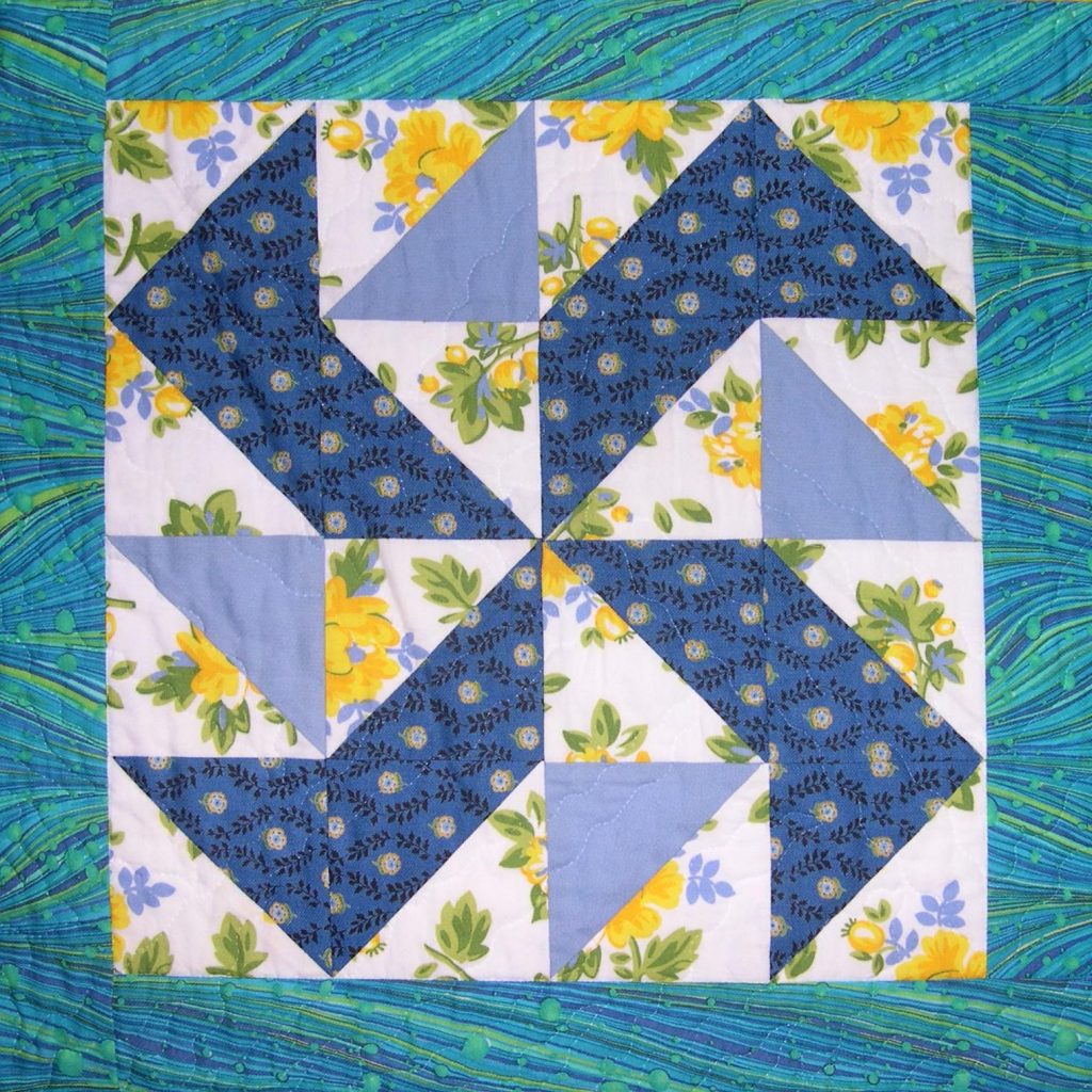 Blue and yellow patchwork block
