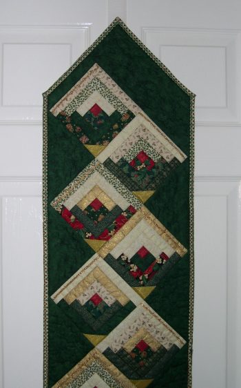 Green and cream log cabin patchwork