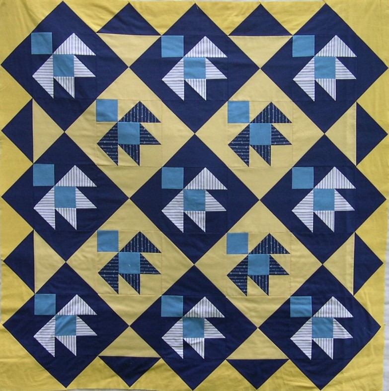 Blue and yellow quilt