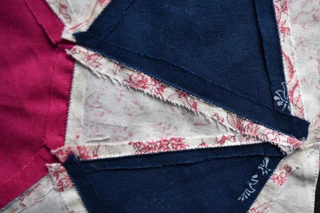 Seams are oversewn on this patchwork