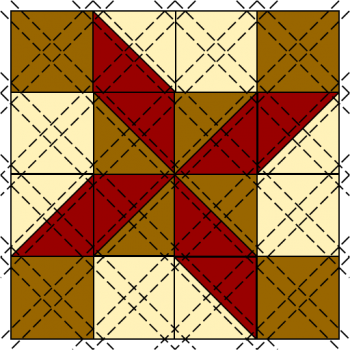 Red and brown patchwork block