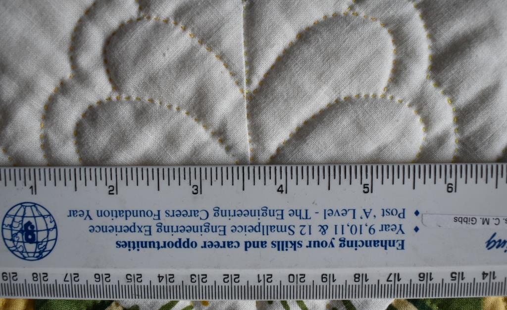 Small quilting stitches shown with ruler