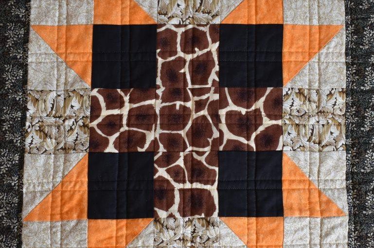 Orange, black and brown patchwork block