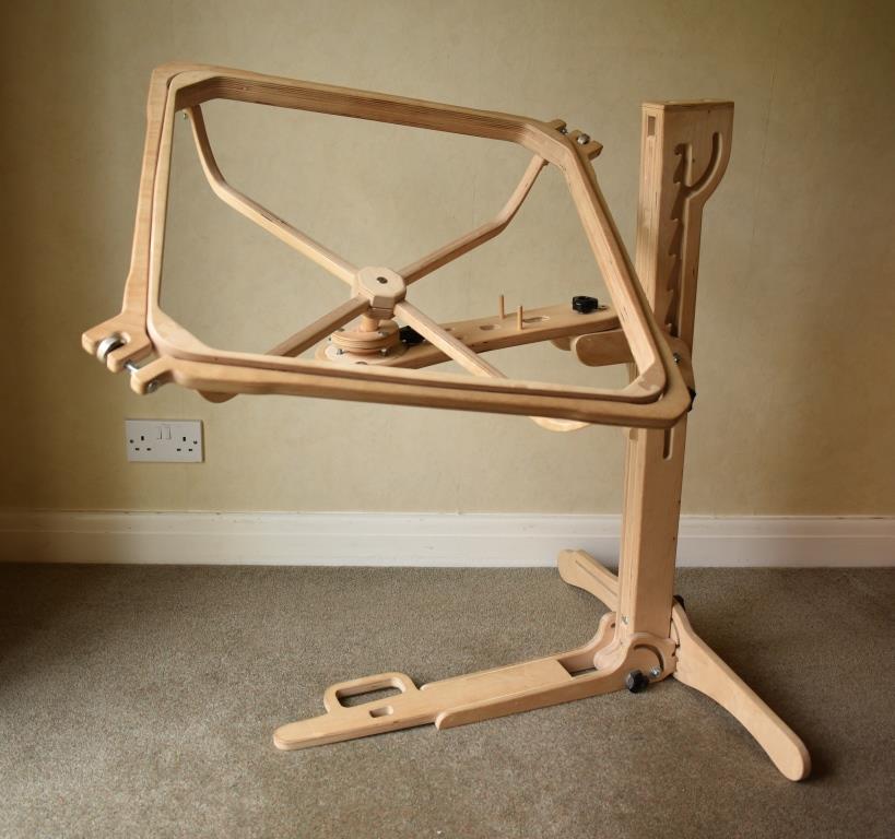 Wooden "square" quilting hoop on integral stand